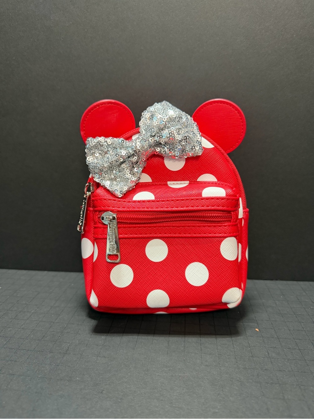 Loungefly Red and White Polka Dot Mini Backpack with Silver Sequin Bow